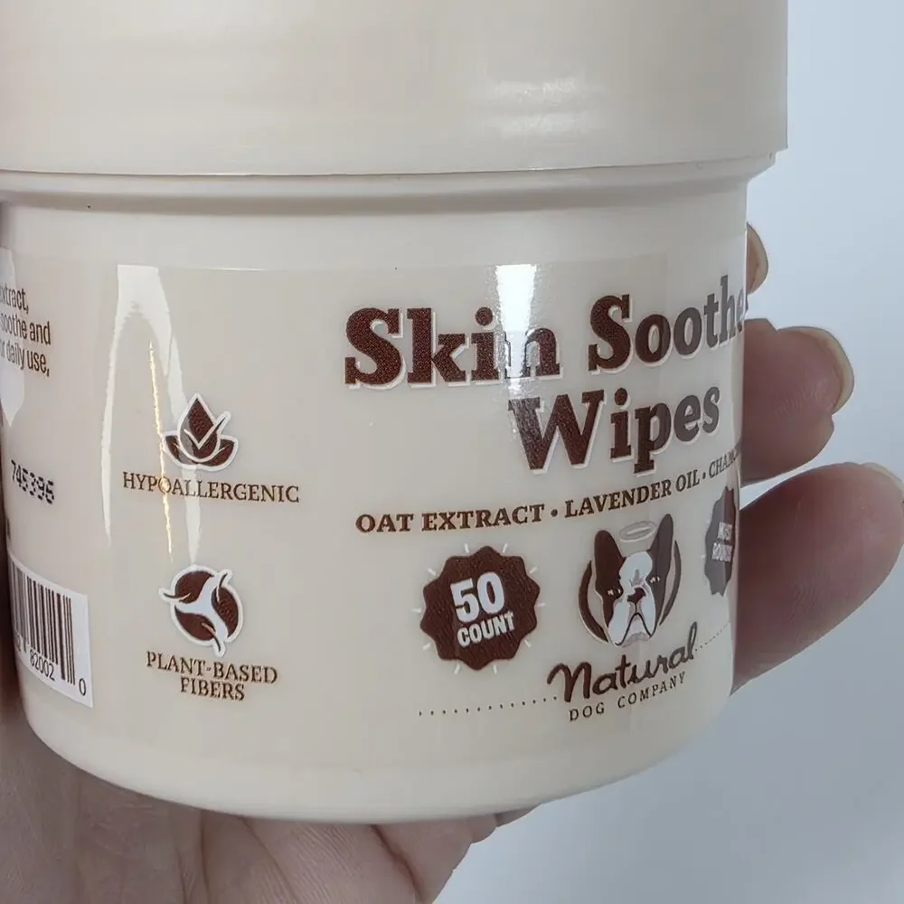 Natural Dog Company Skin Soother Wipes 50 Ct 2 Pack Oat Lavender Chamomile